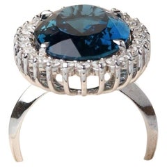 Anillo London Lady D  - Oro macizo de 18 quilates, diamante y topacio azul de Londres