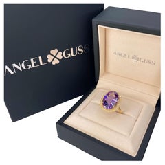 Rose D'France Ring aus massivem Gold mit Amethyst und Diamanten - 18 Karat