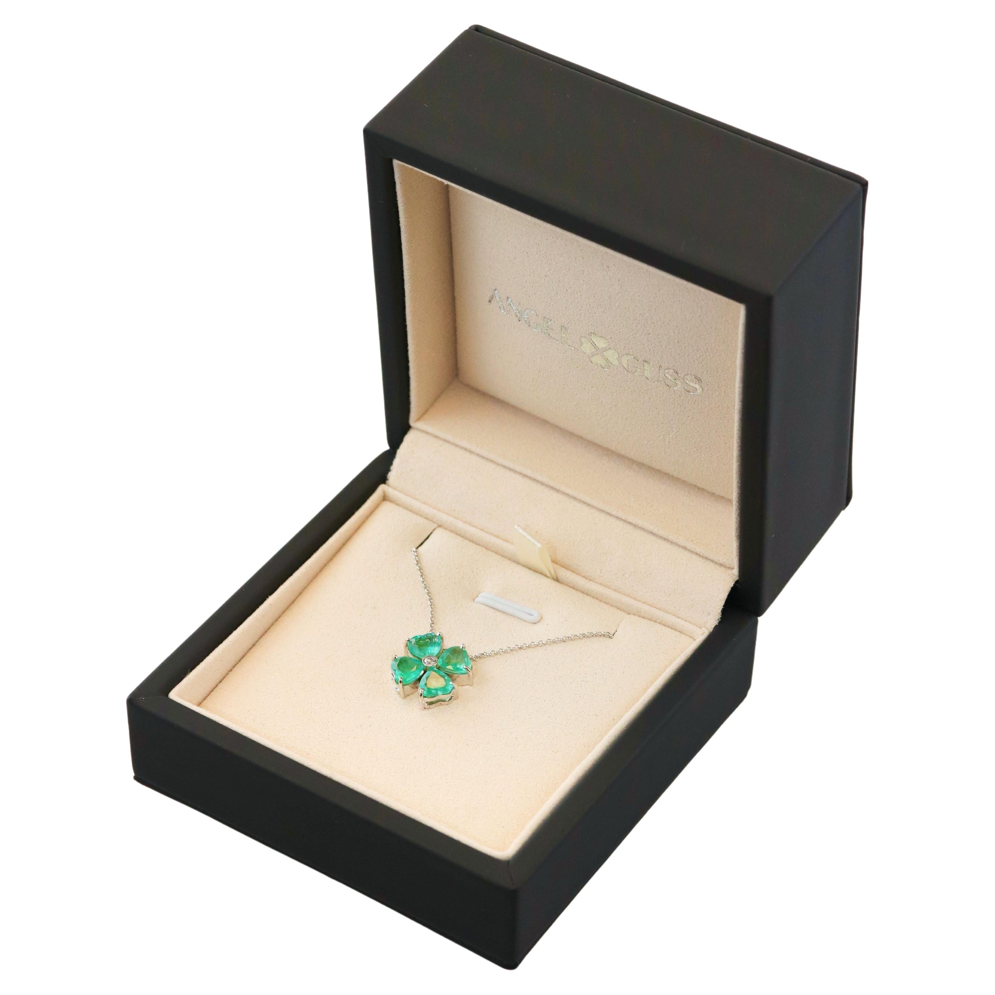 Flower Emerald Necklace & Diamond 18kGold 