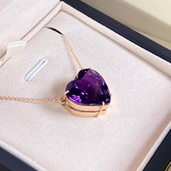 Collier en forme de cœur en améthyste  - Or jaune massif 18K