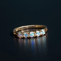 Eternity Australian Solid Opal Ehering 14K Gelbgold