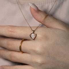 Heart Pendant Australian Solid Opal Necklace in 14k Yellow Gold