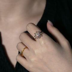Baguette Diamond Black Opal Engagement Ring 14K Yellow Gold