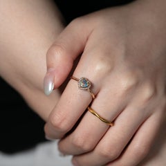 Heart Shaped Black Opal Halo Diamond Engagement Ring 14k Yellow Gold