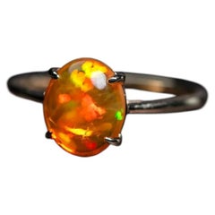 1.93ct Minimalist Mexican Fire Opal Engagement Wedding Ring 14K Gold