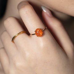 1.93ct Minimalist Mexican Fire Opal Engagement Wedding Ring 14K Gold