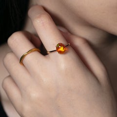 Rainbow Color Mexican Fire Opal Engagement Wedding Ring 14K Gold