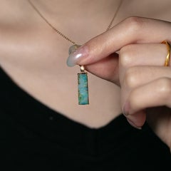3.8ct Vivid Blue Australian Boulder Opal Pendant Necklace 14K Yellow Gold