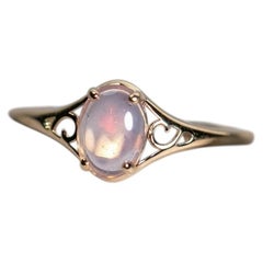 Rare Lavender Hue Mexican Fire Opal Engagement Ring 14K Yellow Gold