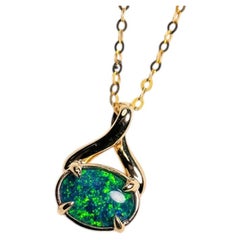 Minimalistische australische Triplet-Opal-Halskette aus 14-karätigem Gelbgold