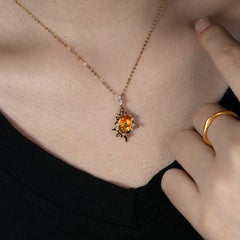 Sea Shell Inspired Mexican Fire Opal Pendant Necklace with Diamonds 18K