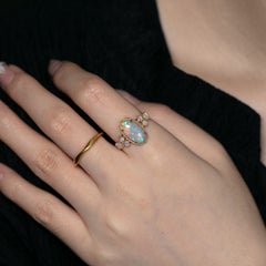 2.04ct Milgrain Design Black Opal & Crystal Opal Engagement Ring 14K Yellow Gold