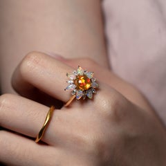 My Shining Star - Fire Opal Marquise Cut Diamond Engagement Ring 18K