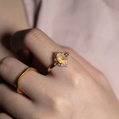 Victorian-Inspired Faceted Fire Opal Diamond Ring