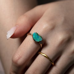 2.15ct Heart Shaped Boulder Opal & Diamond Engagement Ring in 14K Gold