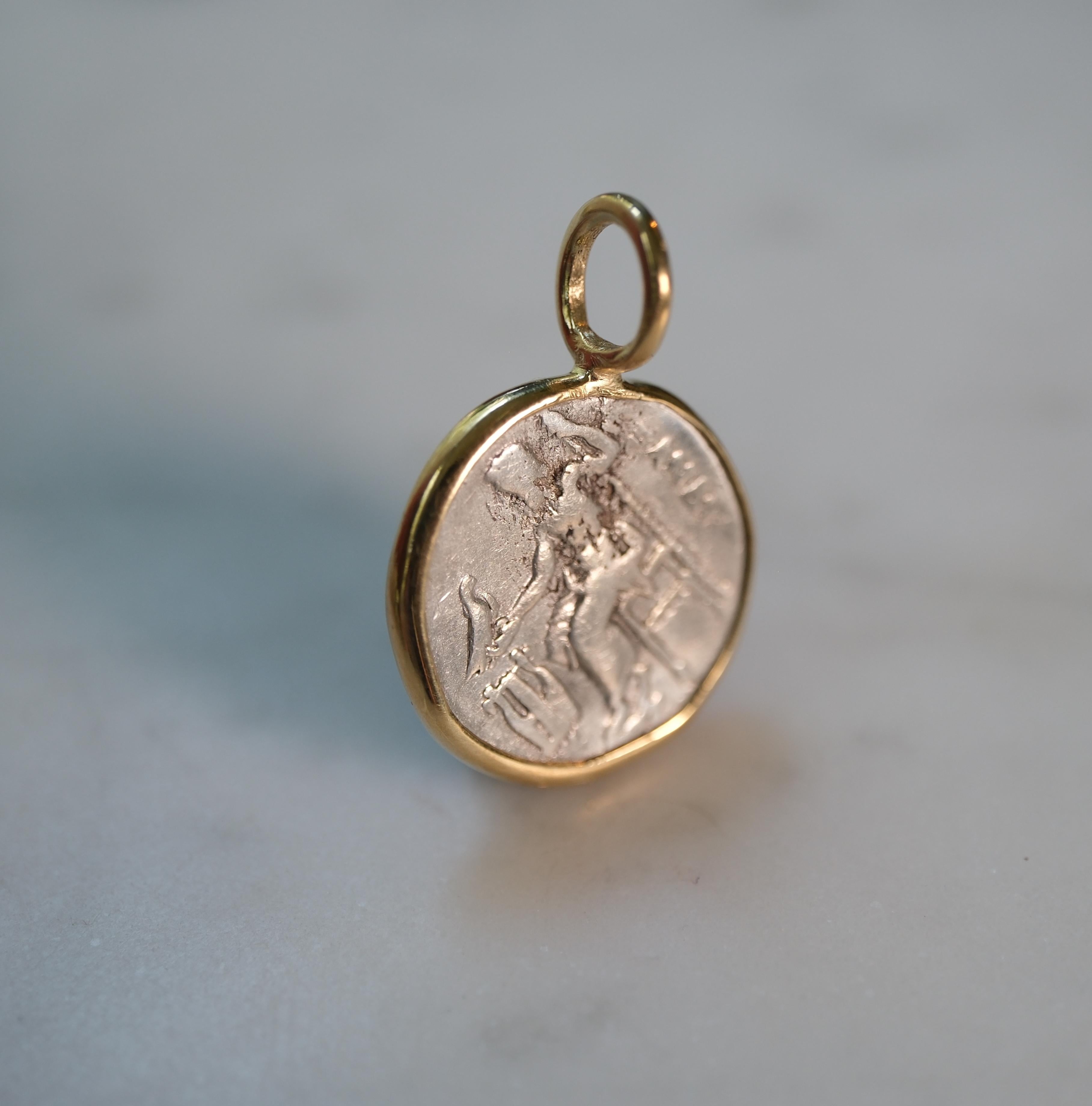 Pendentif en pièces de monnaie de la Grèce antique - Alexander le Grand, Héraklès et Zeus - A Silver Drach Unisexe en vente