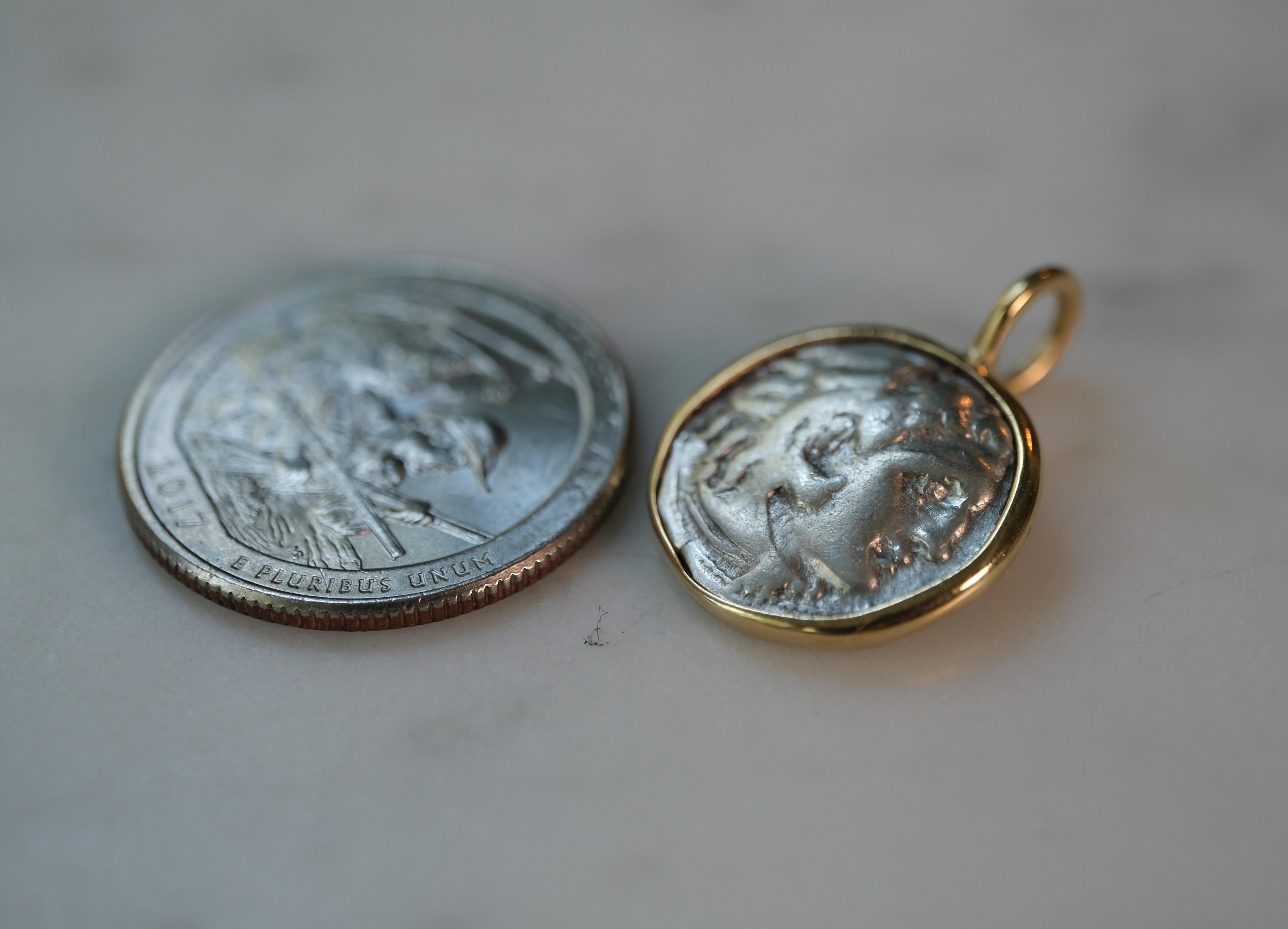 Pendentif en pièces de monnaie de la Grèce antique - Alexander le Grand, Héraklès et Zeus - A Silver Drach en vente 1