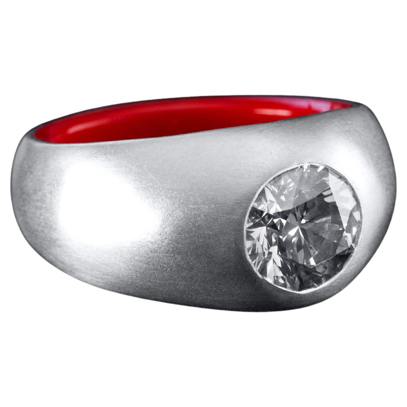 For Sale:  GIA Certified 1.77ct Round Very Light Gray SI2 Diamond Ring in Silver and Resin