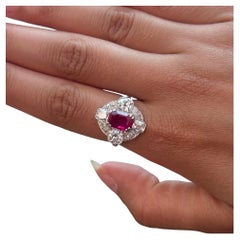 AGL-zertifiziert 2,24 Karat No-Heat birmanischen Rubin und Diamant Platin-Ring