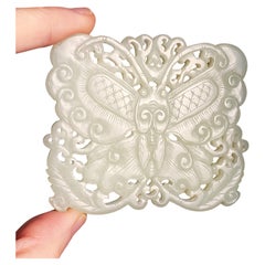 A White Jade Butterfly Plate, Ming Dynasty