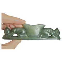 Green Jade Paperweight with Water Dropper, 19th Century