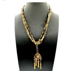 Italian antique long necklace in 9 karat gold early twentieth century