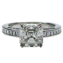 2.06 Carat Asscher Cut Diamond Platinum Ring 6