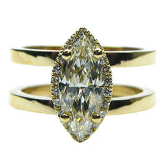 1.08 Carat Marquise Diamond Frame Double Band Ring