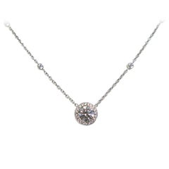 1.71 Carat GIA Cert Round Brilliant Diamond Platinum Frame Pendant