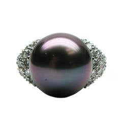 Kurt Wayne Pearl & Diamond Platinum Cocktail Ring 6