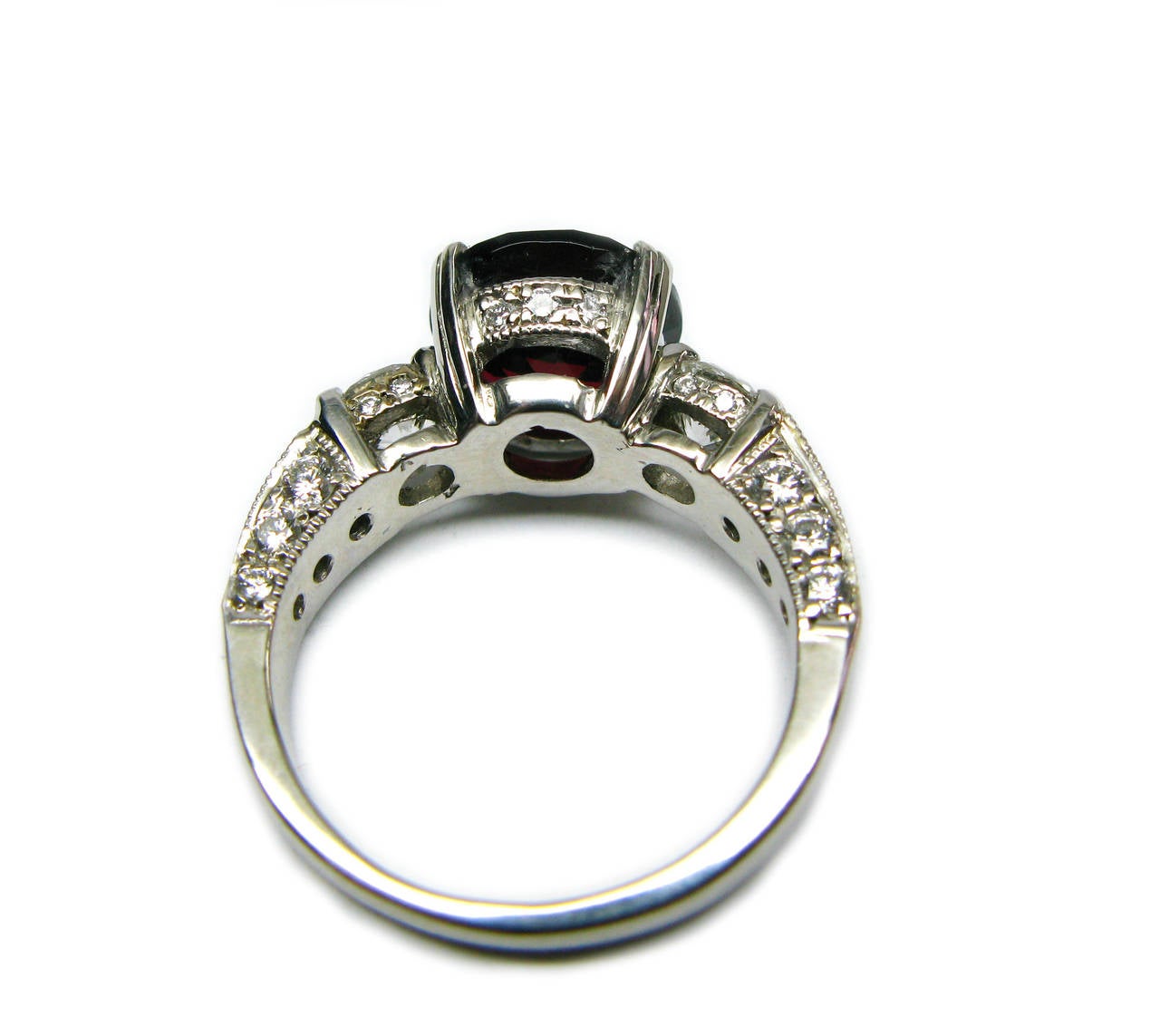 Women's Rhodolite Garnet Diamond Platinum Cocktail Ring