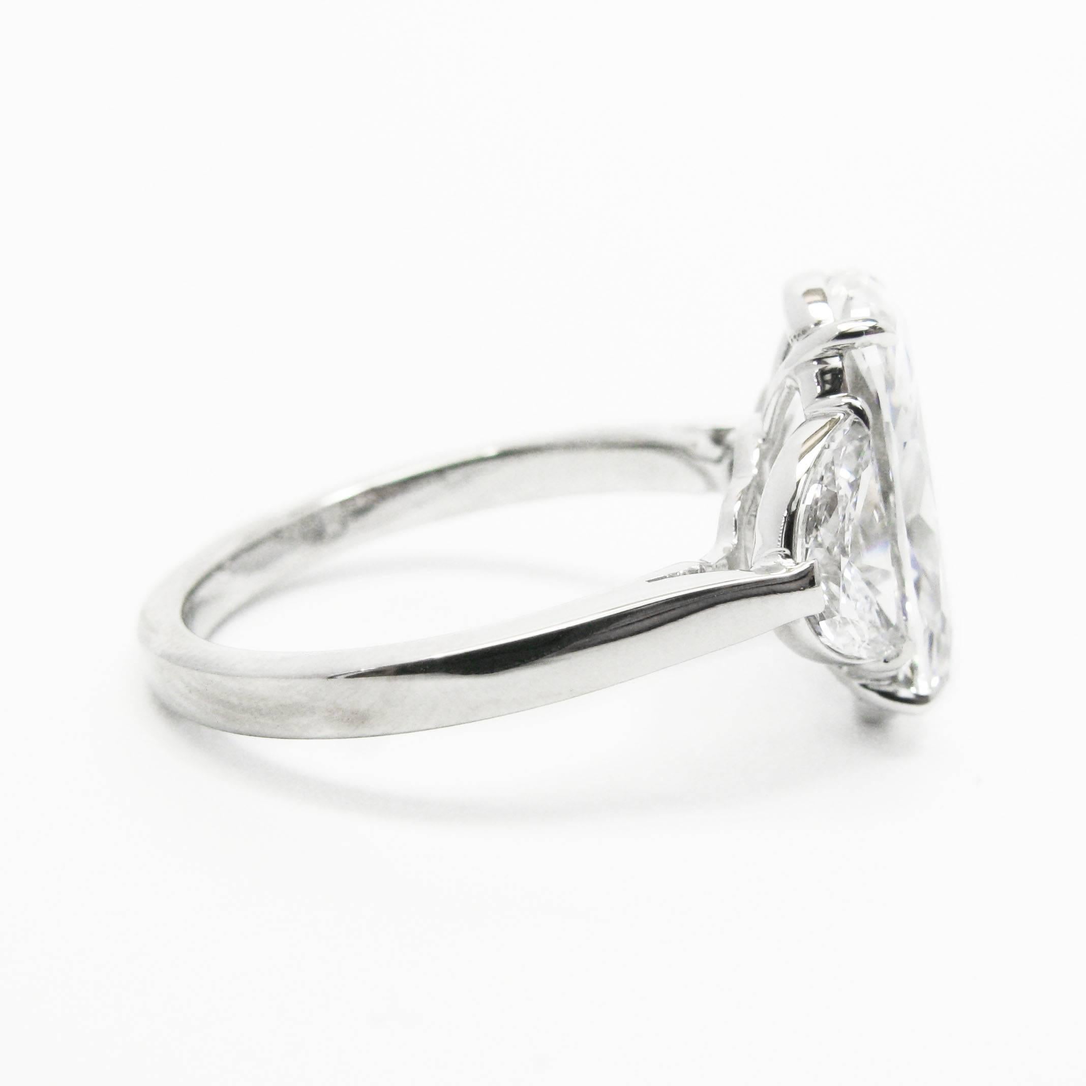 4.01 Carat GIA E VVS2 Oval Diamond Platinum Ring by J Birnbach In New Condition In New York, NY