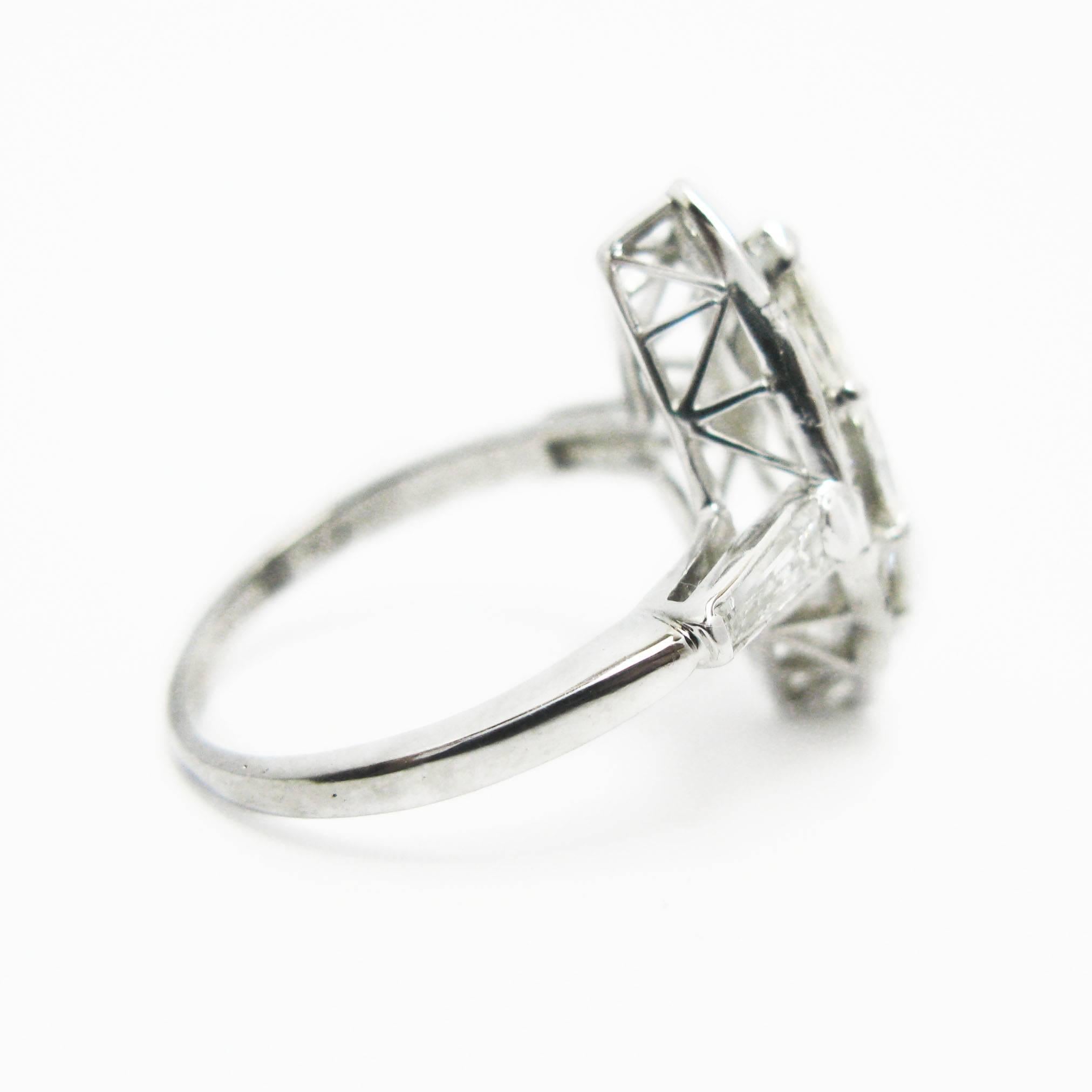 1.59 Carat GIA Cert Marquise Cut Diamond and Platinum Ring In Excellent Condition In New York, NY