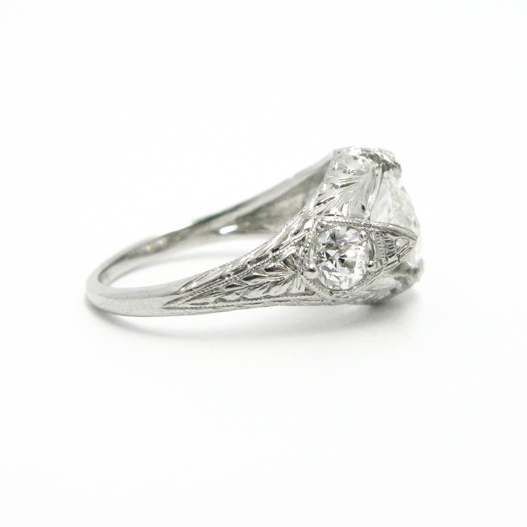 Art Deco Marquise Cut Diamond and Platinum Ring GIA In Excellent Condition In New York, NY