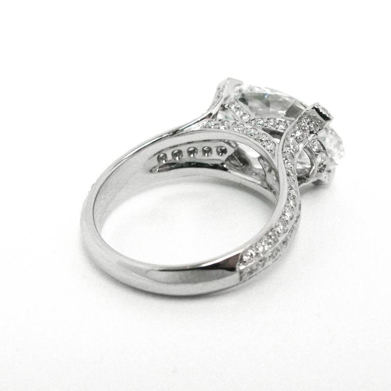 6.68 Carat Antique Oval Cut Diamond and Platinum Ring GIA by J Birnbach ...