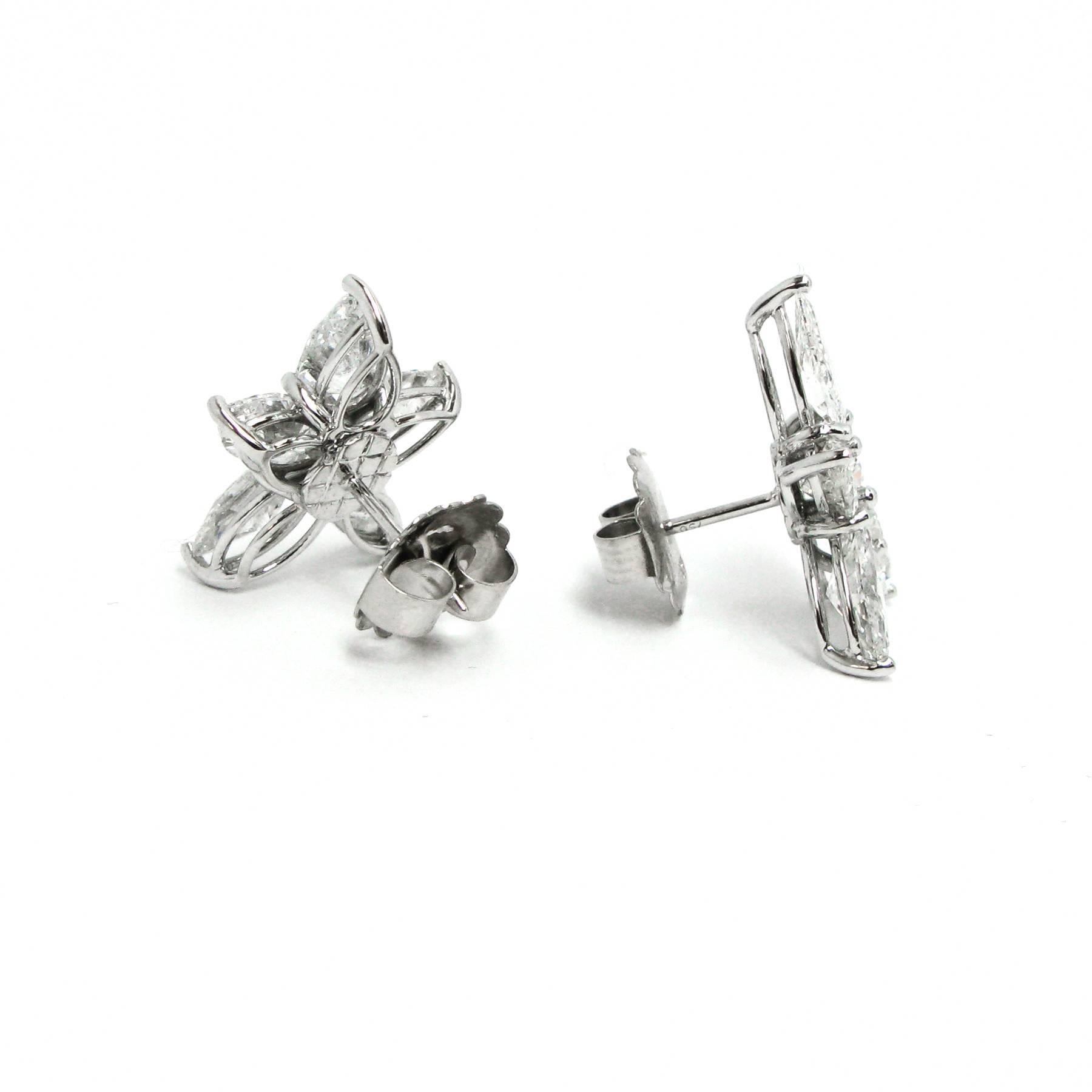 Floral Diamond Cluster Earrings In New Condition In New York, NY