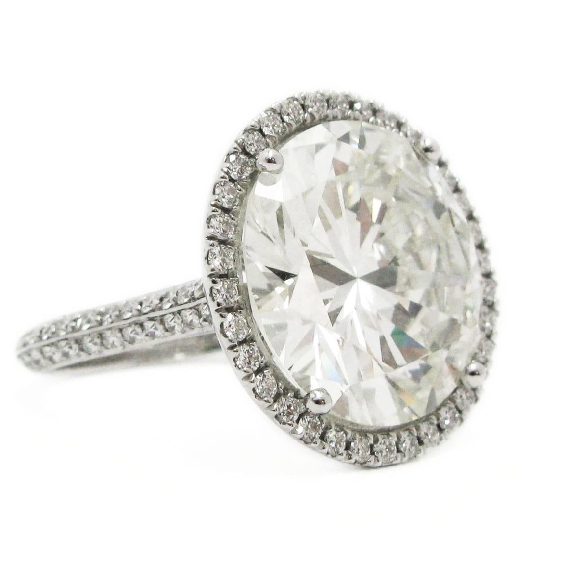 11.02 Carat GIA Round Diamond and Platinum Frame Halo Ring In New Condition In New York, NY