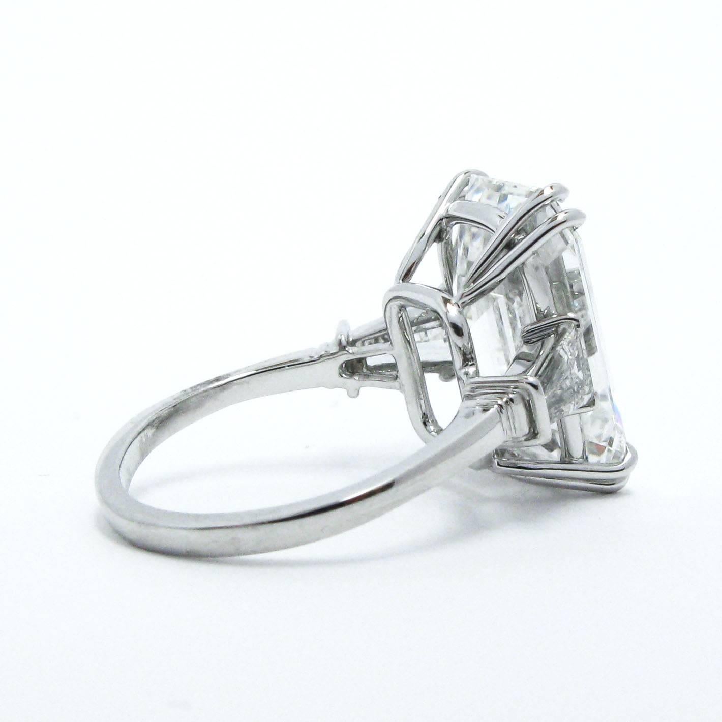 Classic 9.38 Carat GIA F VS2 Emerald Cut Diamond Platinum Ring by J Birnbach In Excellent Condition In New York, NY