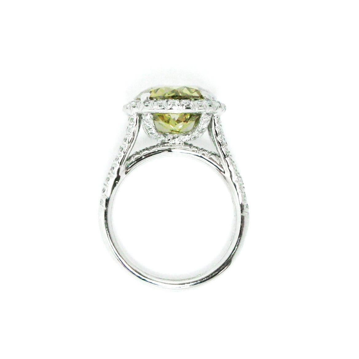 5.02 Carat GIA Fancy Brownish Yellow Diamond Platinum Frame Ring  1