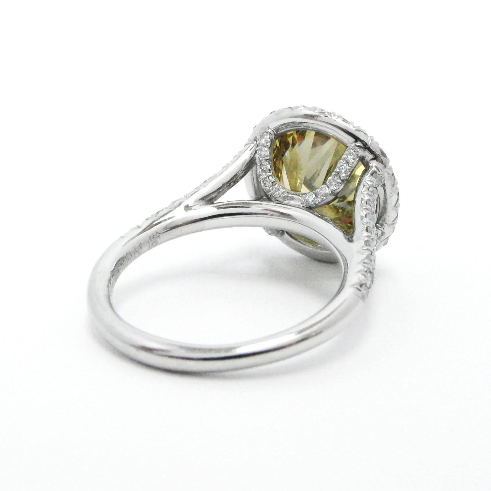 Women's 5.02 Carat GIA Fancy Brownish Yellow Diamond Platinum Frame Ring 