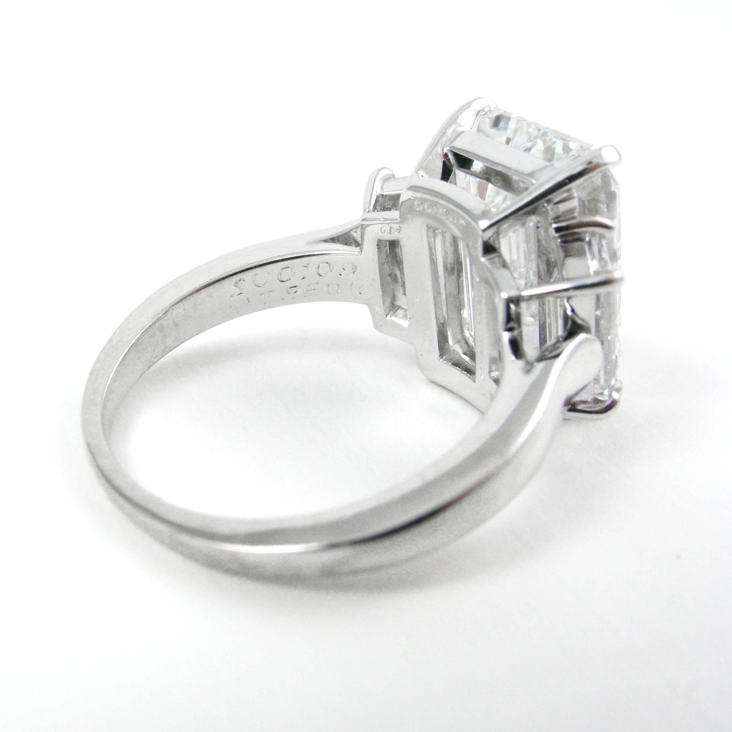 Women's Van Cleef & Arpels GIA 7.80 Carat E VS2 GIA Emerald Cut Diamond platinum Ring