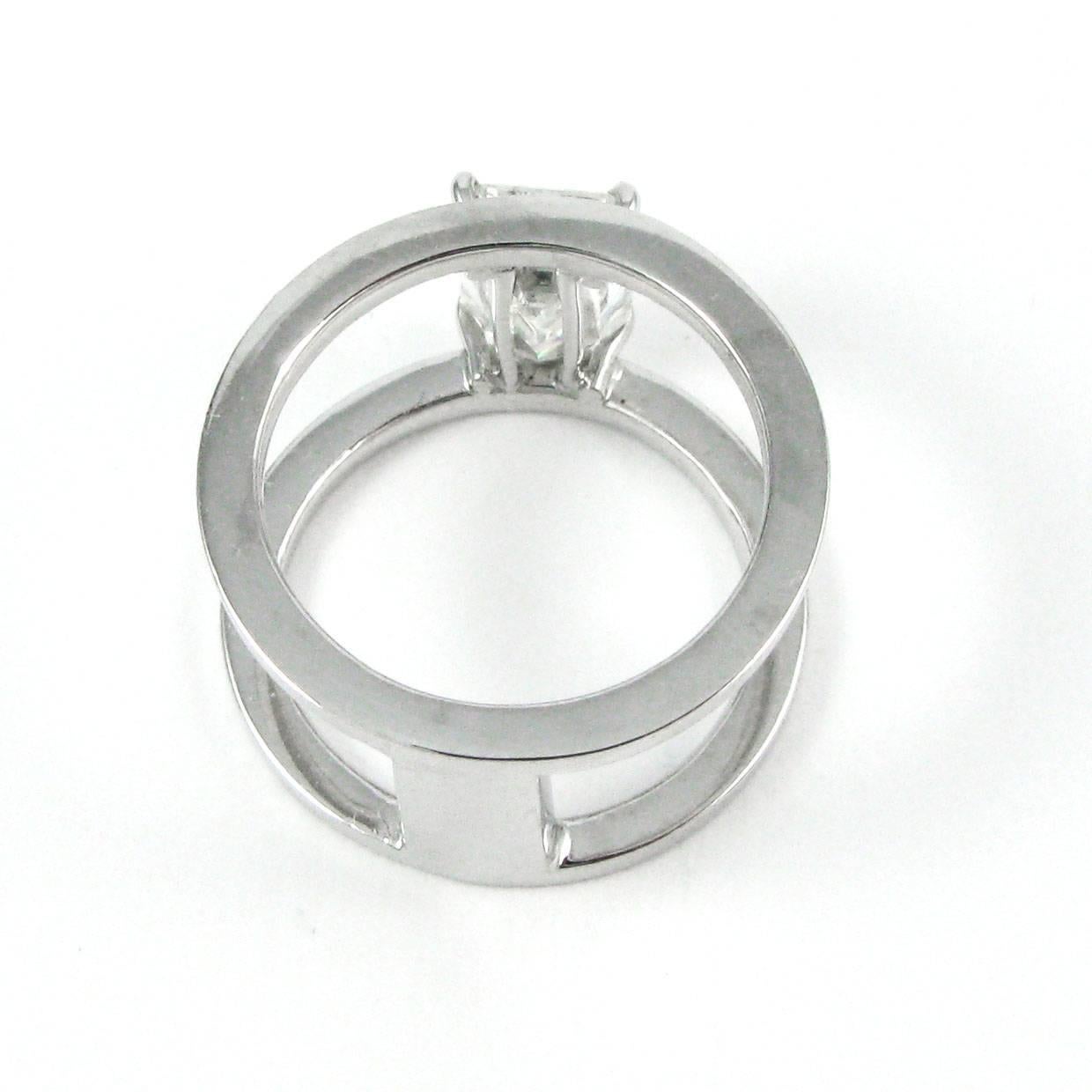 J. Birnbach Modern 2.09 Carat GIA Emerald Cut Diamond Platinum Bar Ring  2