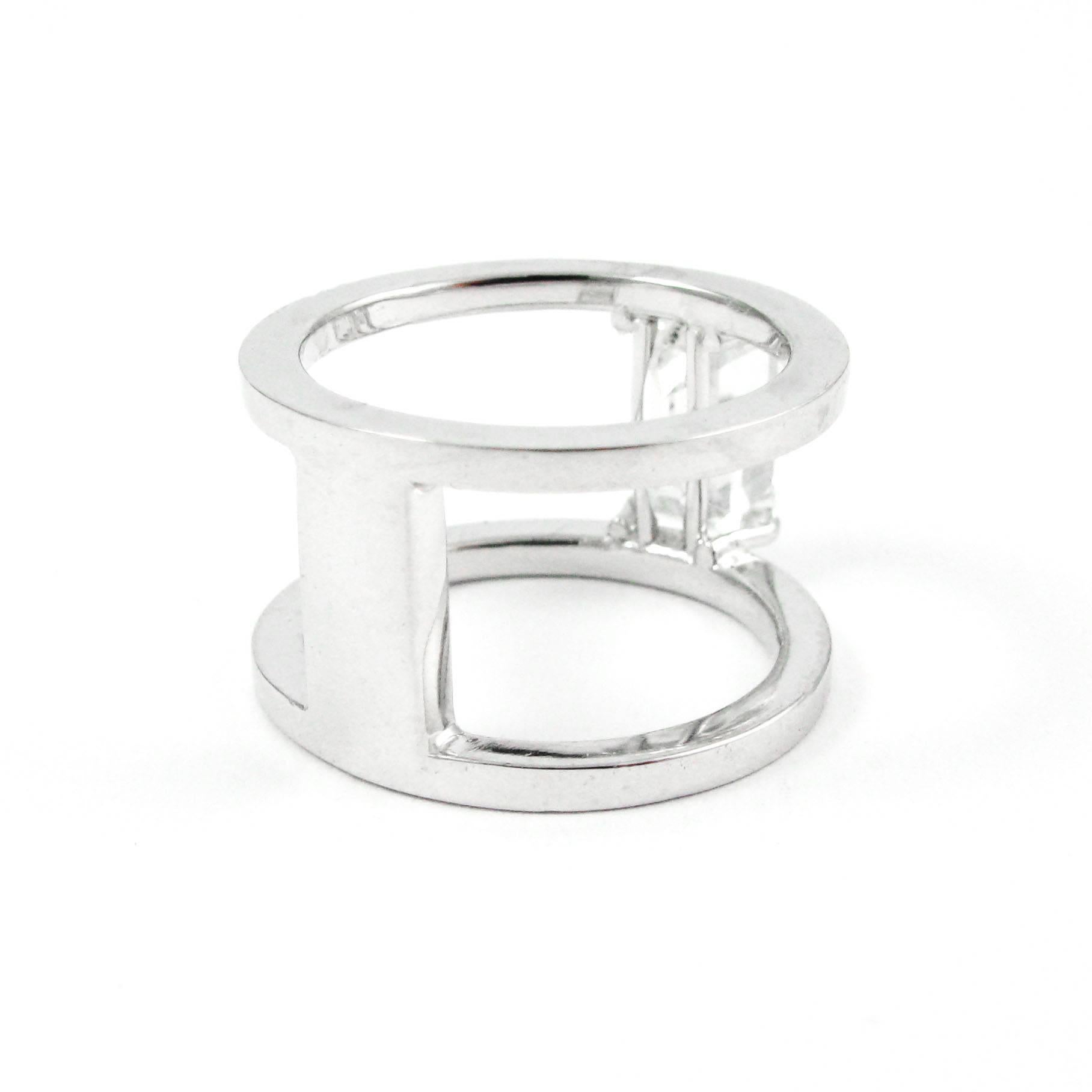 J. Birnbach Modern 2.09 Carat GIA Emerald Cut Diamond Platinum Bar Ring  1