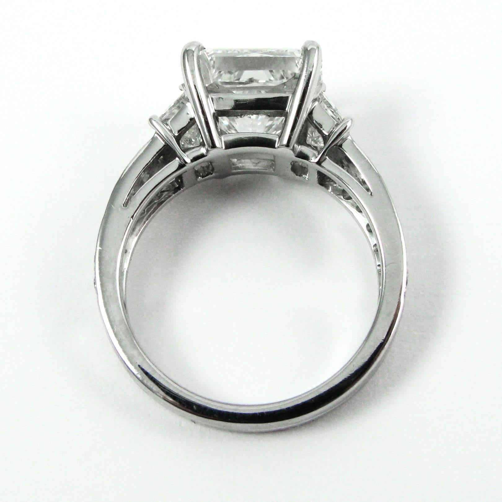4.63 Carat GIA H VS2 Radiant Cut Diamond Pave Platinum Ring  1