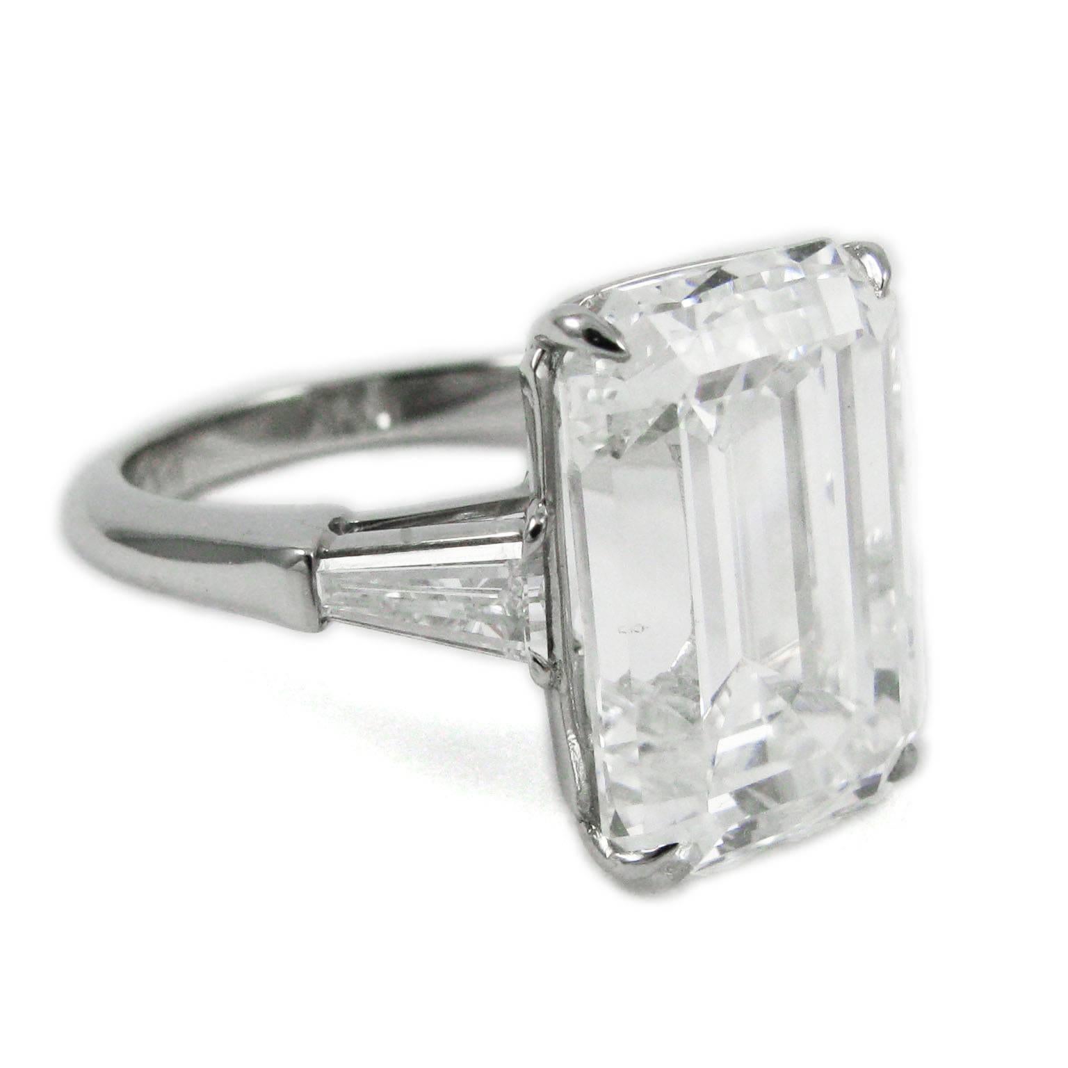 Women's 8.00 Carat Emerald Cut Classic Diamond and Platinum Ring GIA