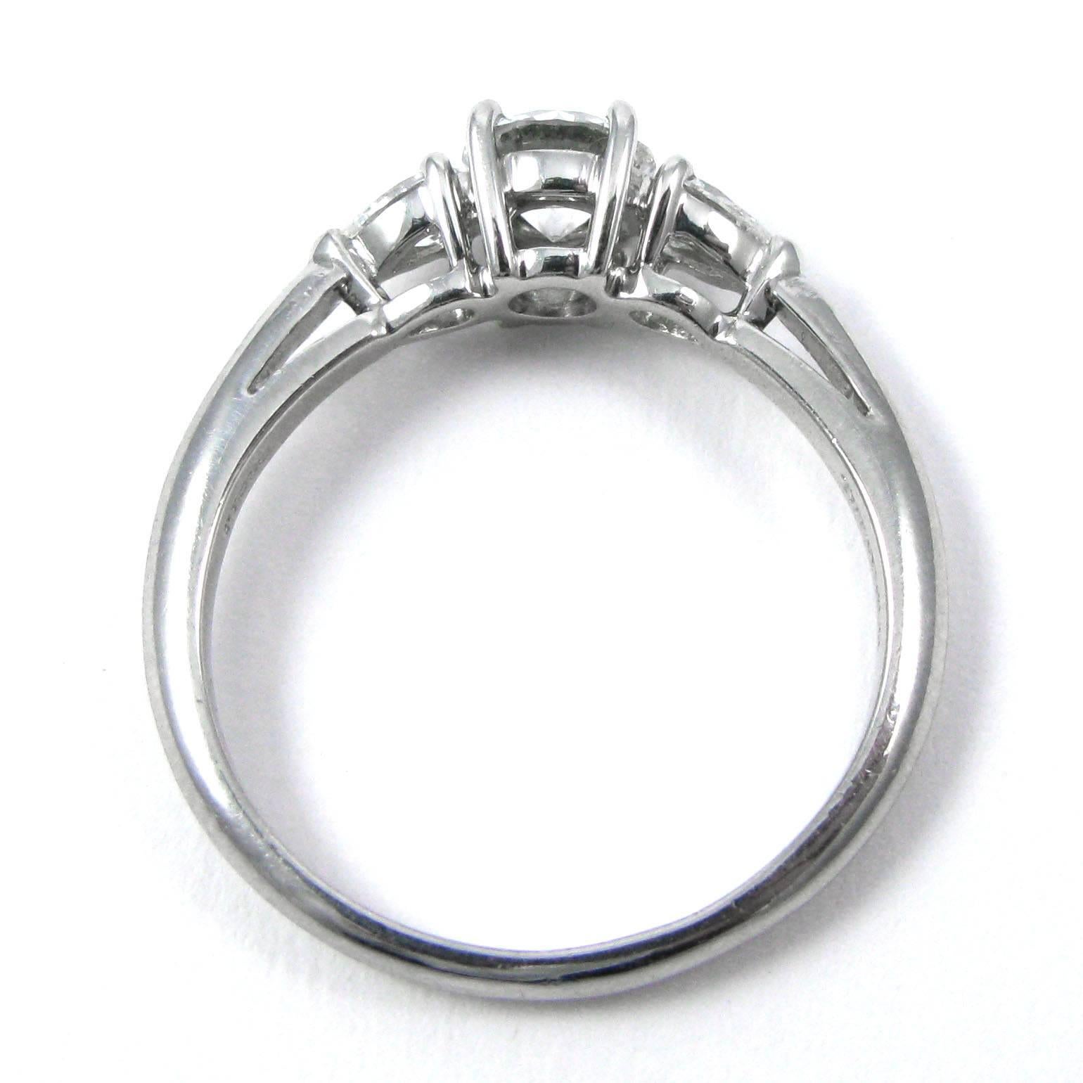 Tiffany & Co Three Stone  Diamond Platinum Ring 2
