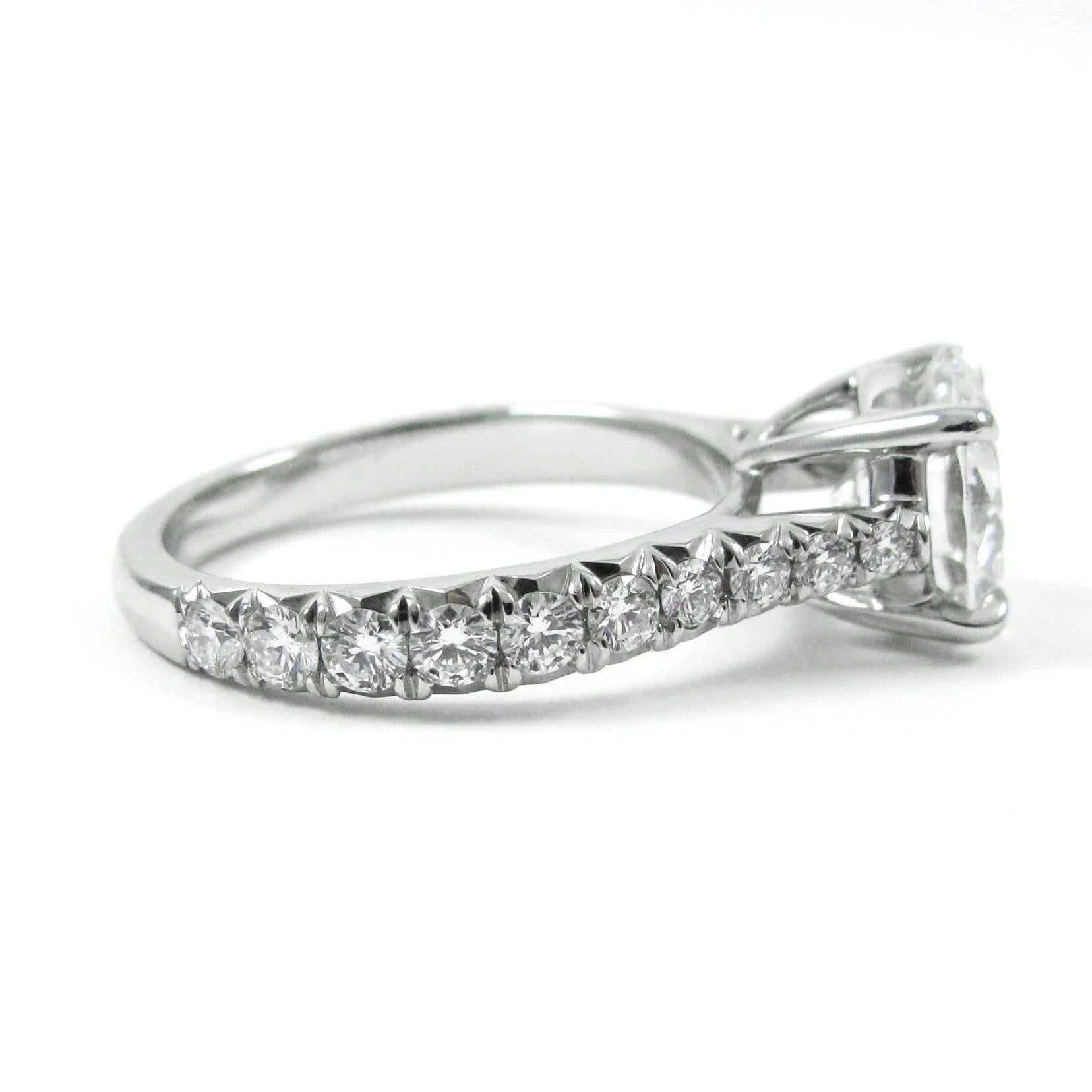 Brilliant Cut GIA Certified 2.01 Carat Diamond D VS1 and Platinum Pave Engagement Ring
