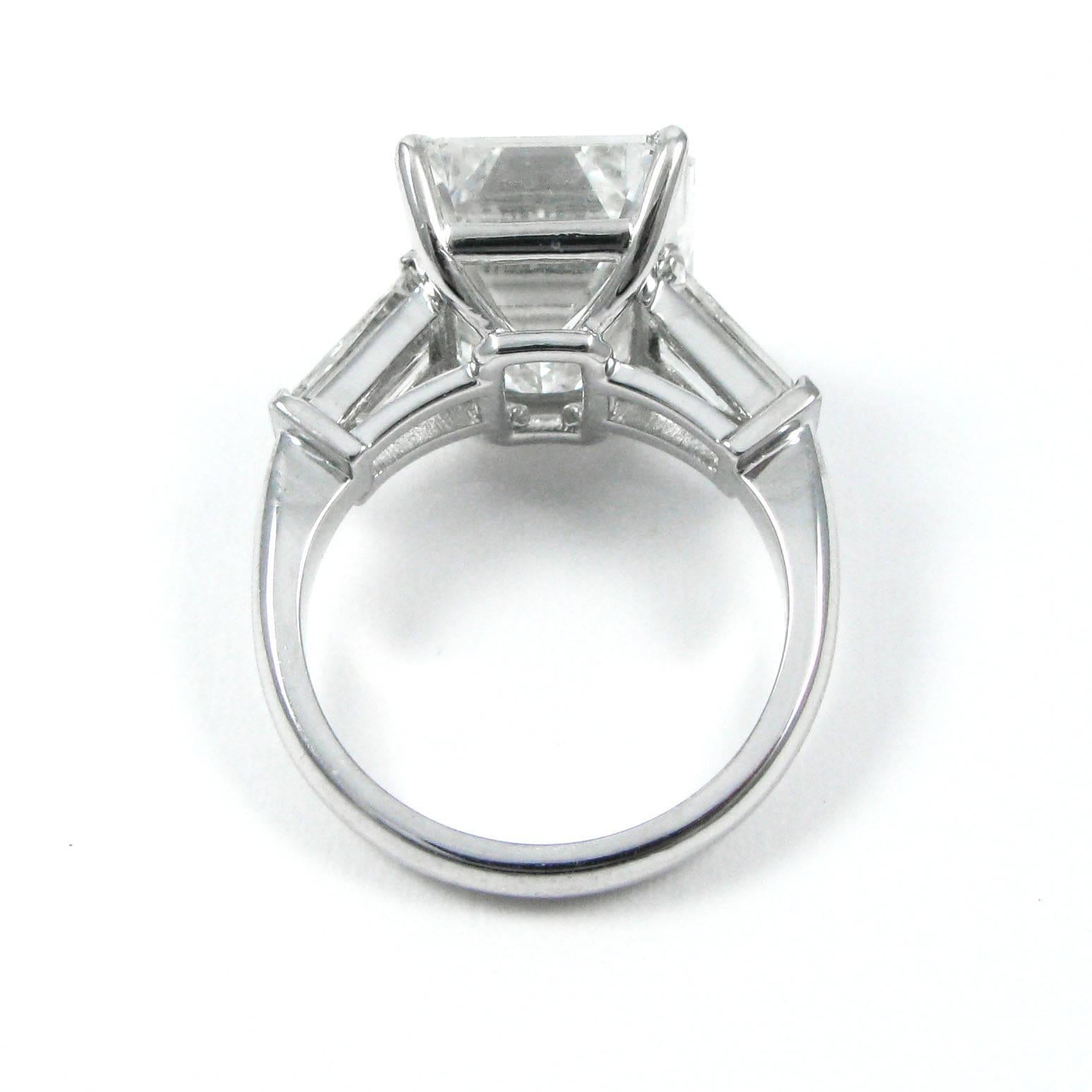 10.01 Carat Emerald Cut Diamond Platinum Classic Ring GIA 5