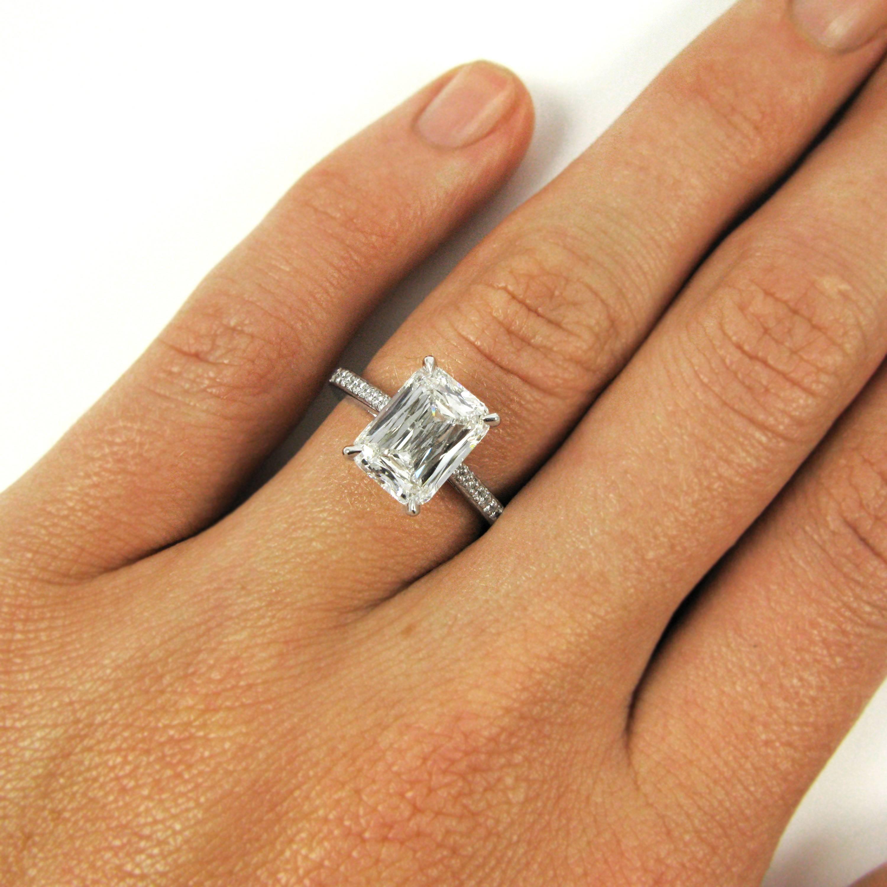 Women's GIA Certified 3.27 Carat Crisscut Diamond Platinum Pave Engagement Ring