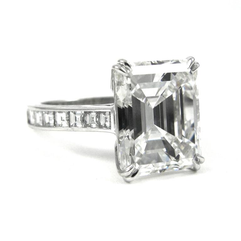 Exceptional 7.18 Carat Emerald Cut Diamond and Platinum Ring GIA at 1stDibs